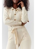 Knitted jumpsuit with loose legs, light beige 0837 - Online store - Boutique